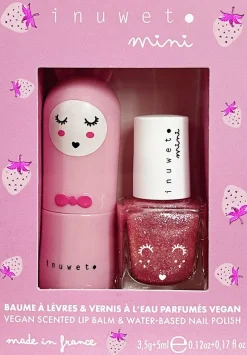 Hot Inuwet (In Unicorn We Trust) Coffret enfant duo baume & vernis Rose clair