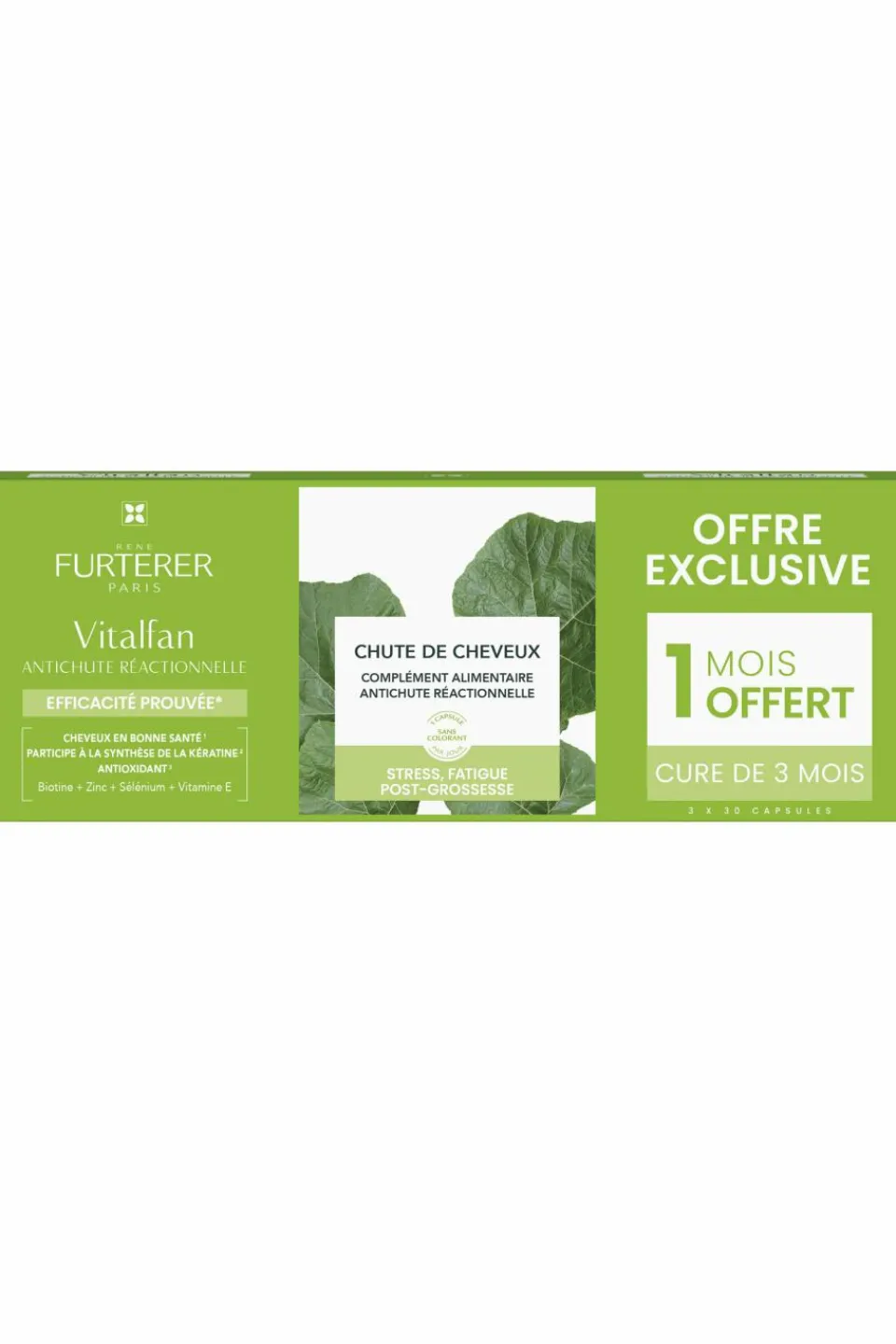 Hot René Furterer Complément alimentaire pousse de cheveux Vitalfan cure de 3 mois