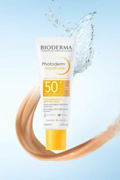 Clearance Bioderma Crème solaire visage Photoderm Aquafluide SPF50+ teinte dorée