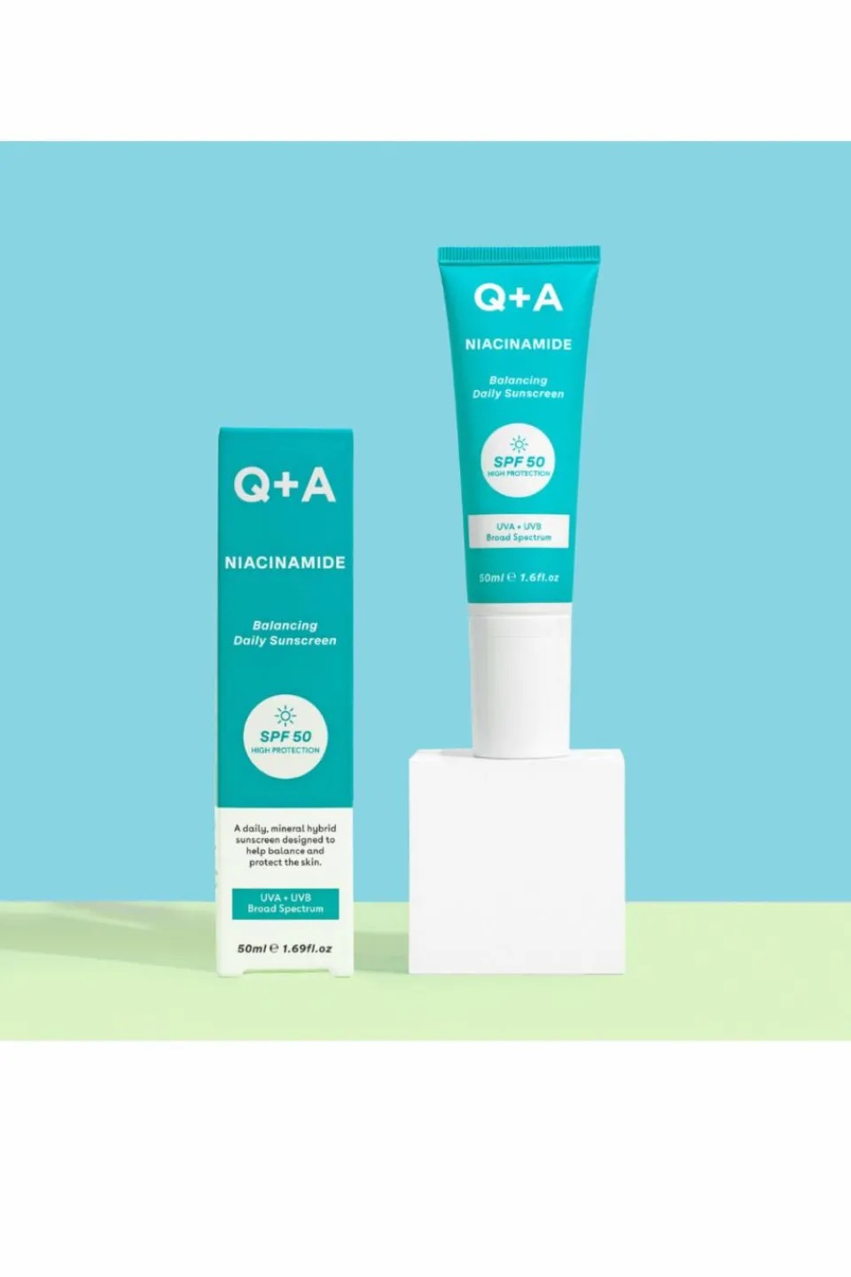 Sale Q+A Crème solaire visage équilibrante à la niacinamide SPF50