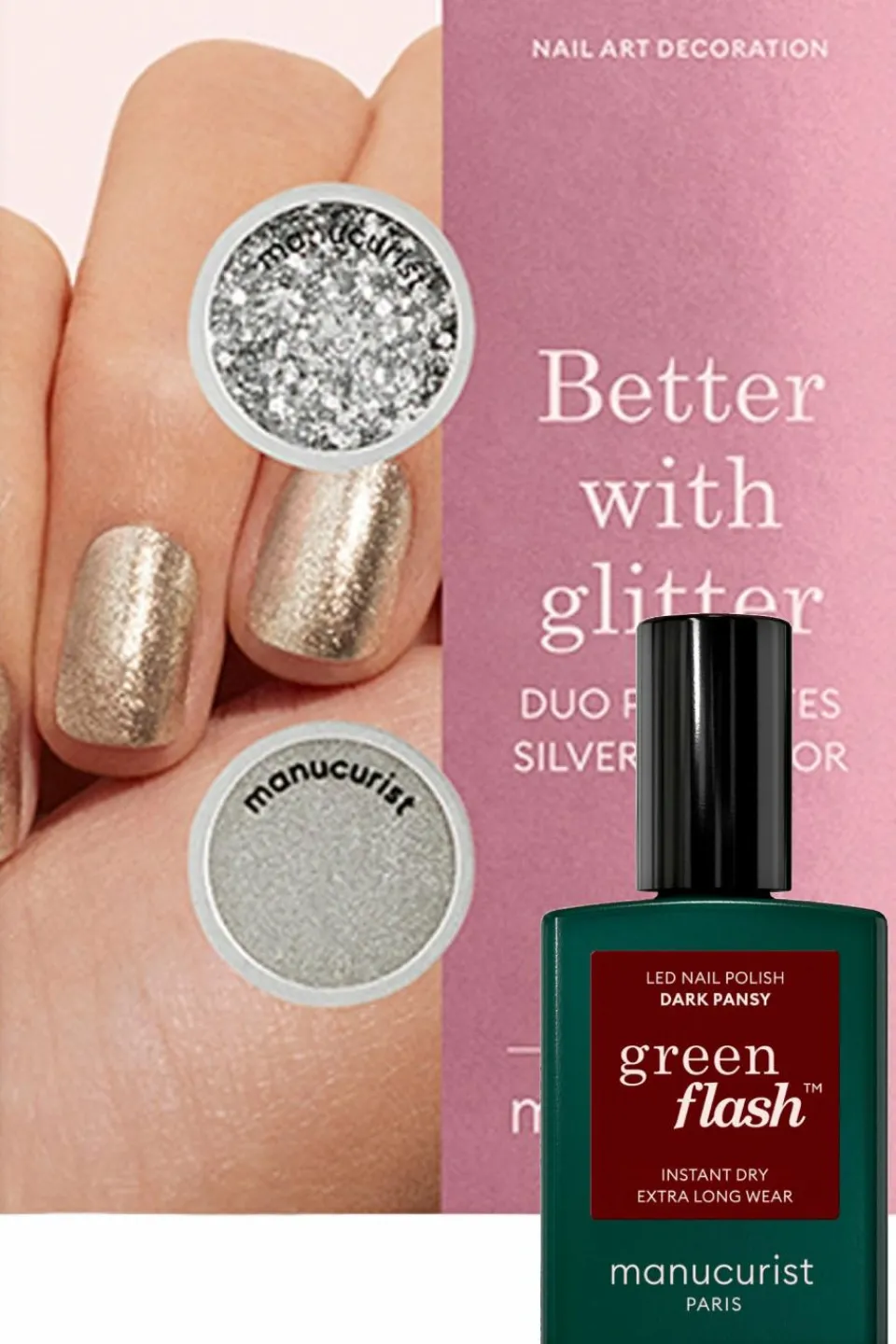 Manucurist Duo de poudre à effet et paillettes et vernis Green Flash