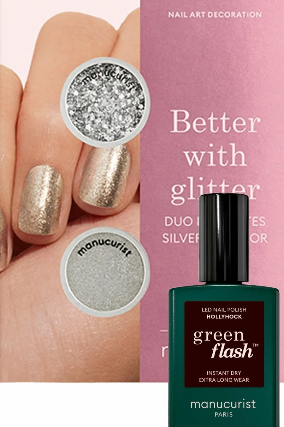 Manucurist Duo de poudre à effet et paillettes et vernis Green Flash