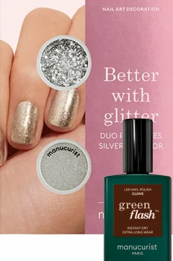 Manucurist Duo de poudre à effet et paillettes et vernis Green Flash