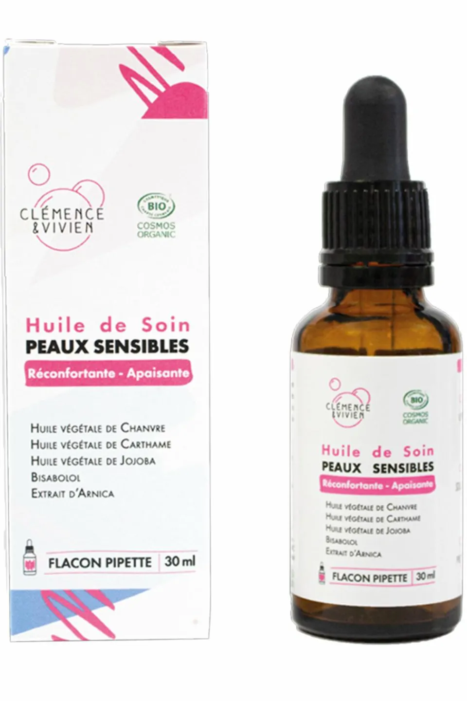 Clémence et Vivien Huile de soin apaisante pour peaux sensibles