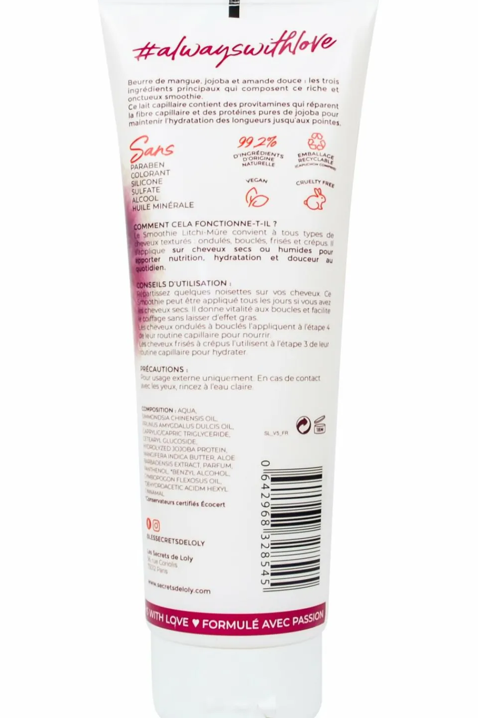 Clearance Les Secrets de Loly Lait capillaire hydratant smoothie Litchi Mûre