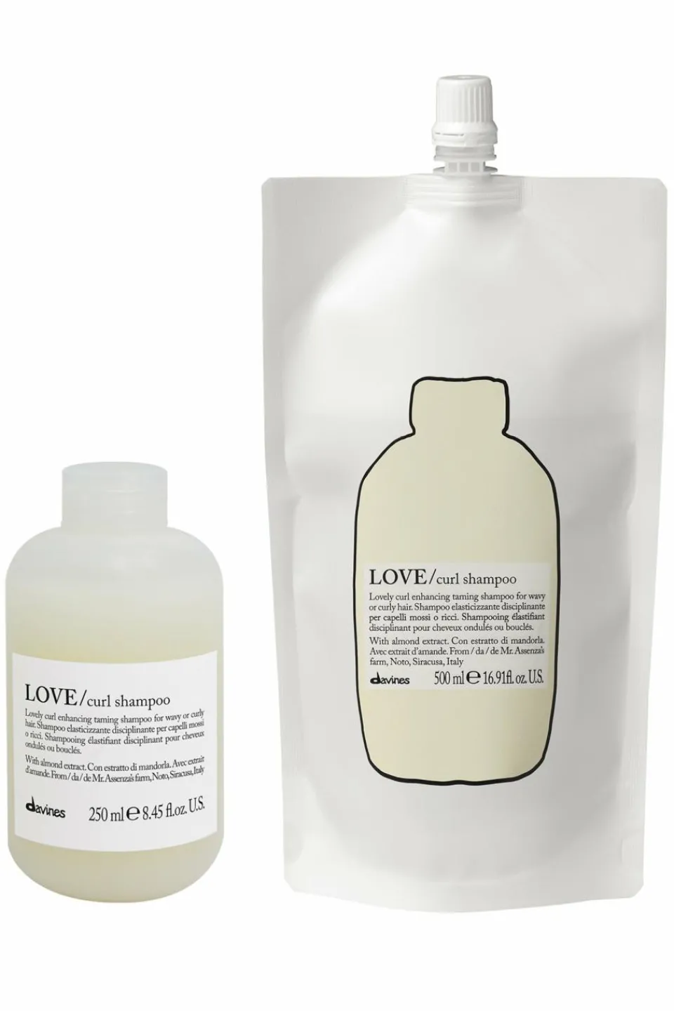 Discount Davines Shampoing disciplinant rechargeable pour cheveux ondulés et bouclés Love Curl