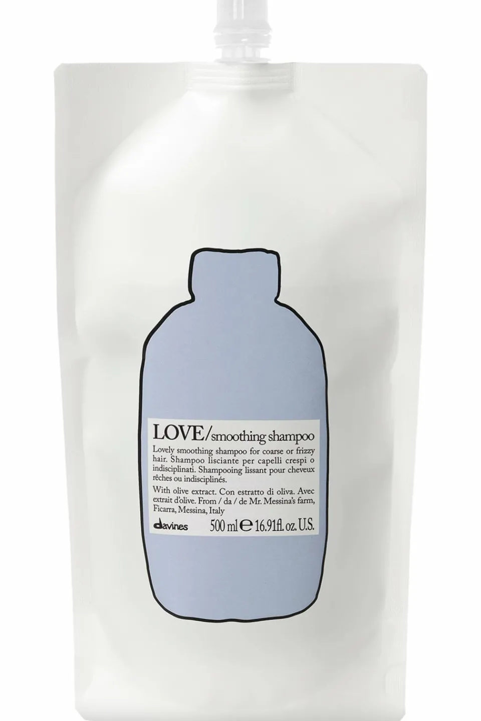 Davines Shampoing rechargeable pour cheveux indisciplinés Love Smooth