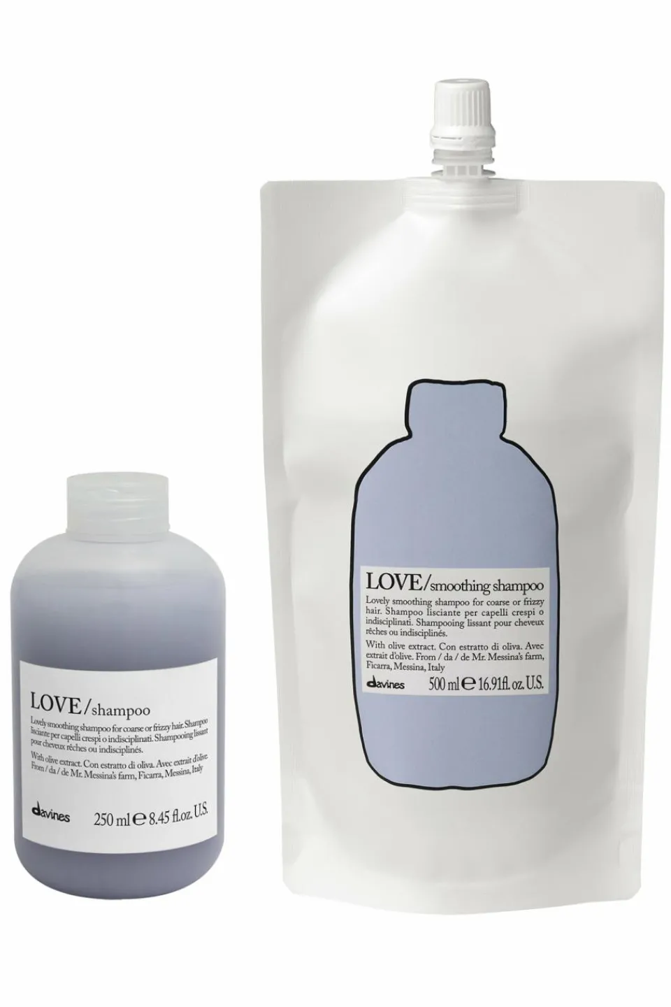 Davines Shampoing rechargeable pour cheveux indisciplinés Love Smooth