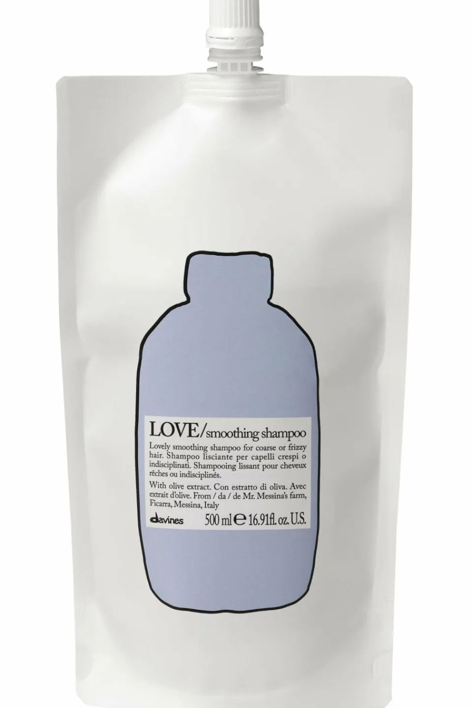Davines Shampoing rechargeable pour cheveux indisciplinés Love Smooth