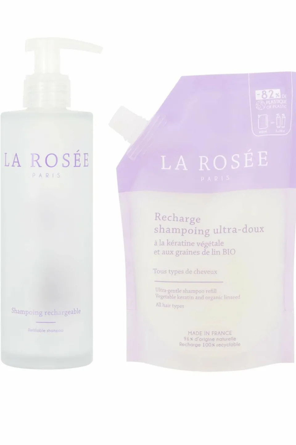 La Rosée Shampoing ultra doux et son flacon rechargeable