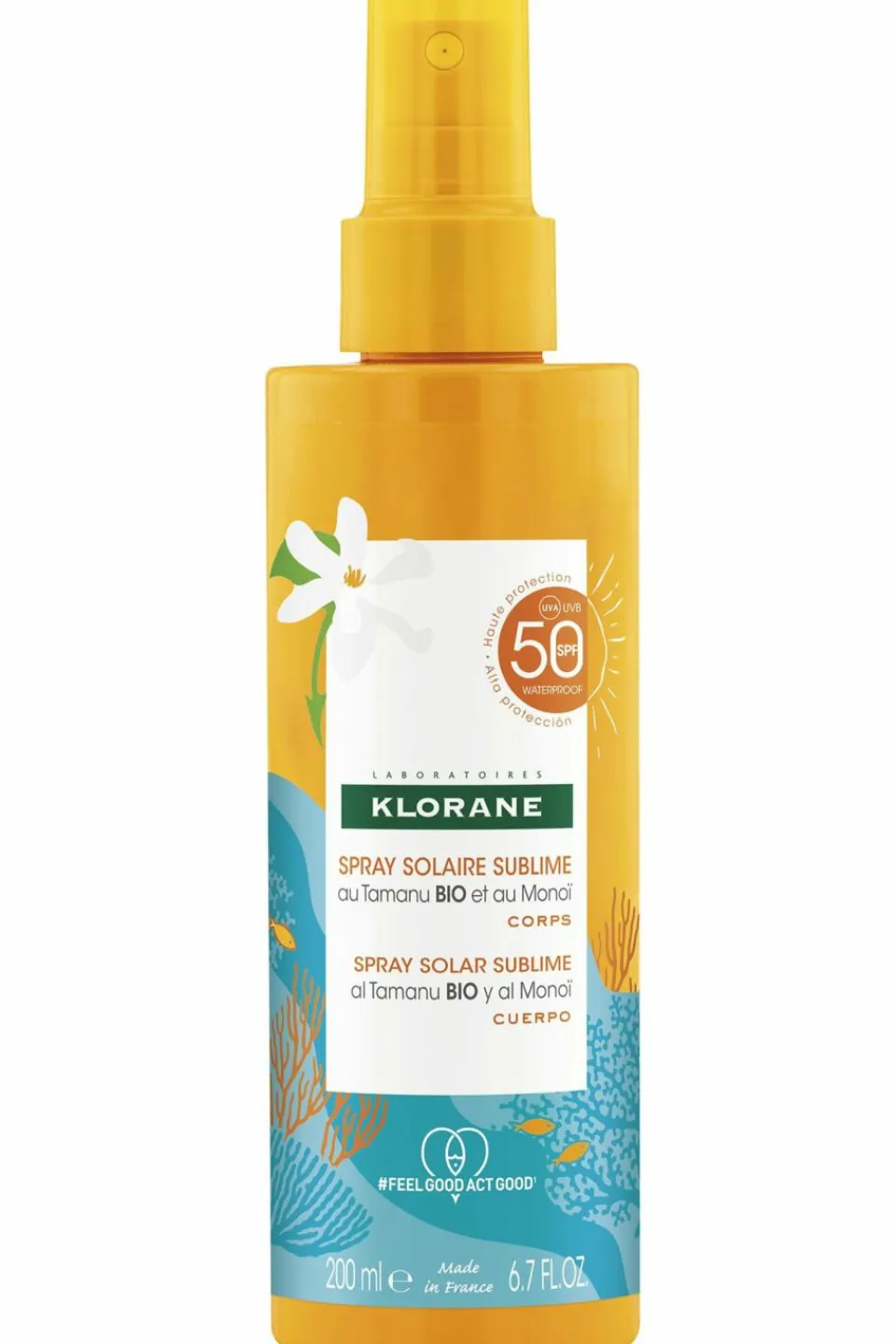 Klorane Spray solaire SPF50 au Tamanu bio et au Monoï