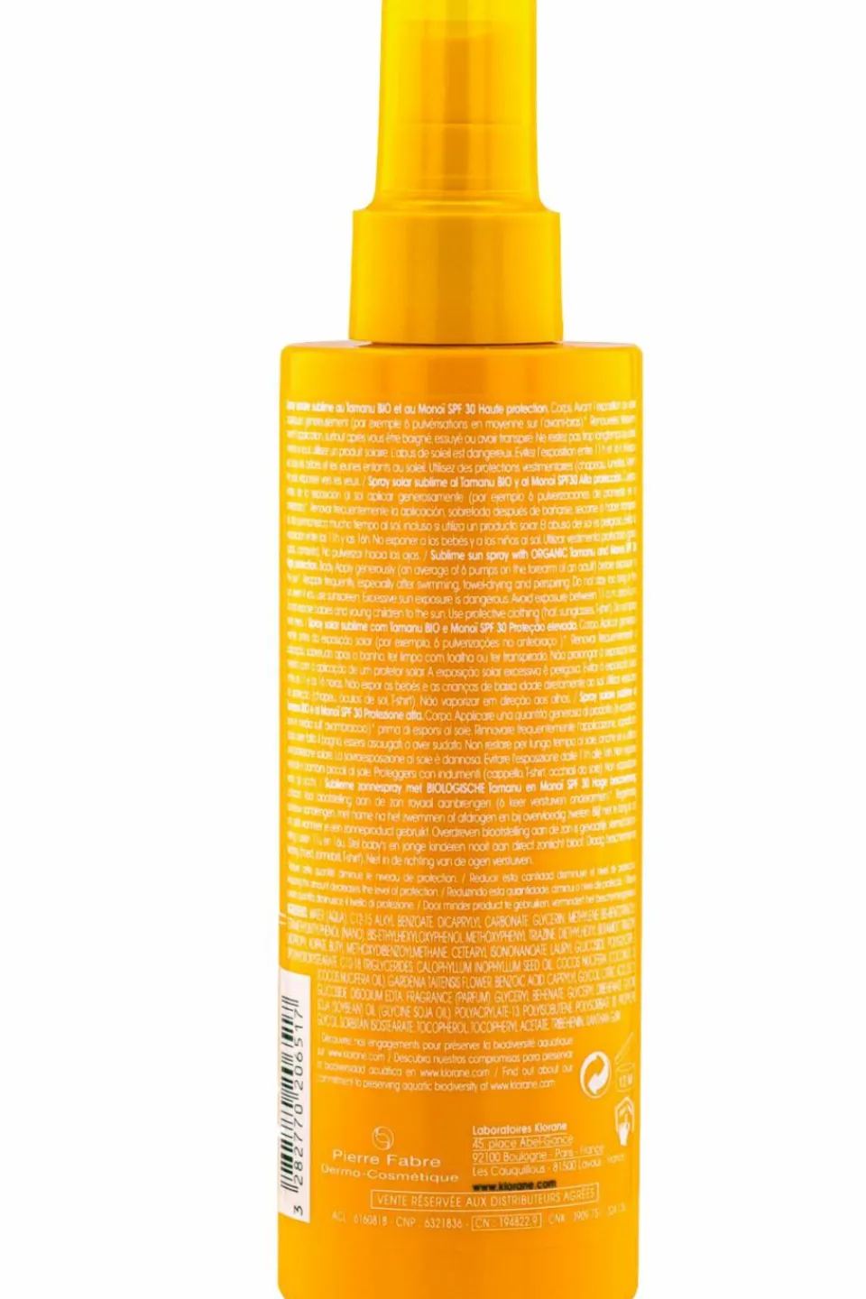 Hot Klorane Spray solaire sublime SPF30 au Tamanu bio et au Monoï