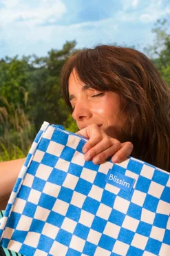 Clearance Blissim Trousse à carreaux bleue & blanche
